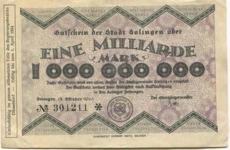 Solingen - Stadt - 15.10.1923 - 1.4.1924 - 1 Milliarde Mark 