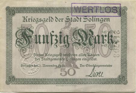 Solingen - Stadt - 1.11.1918 - 31.12.1918 - 50 Mark 