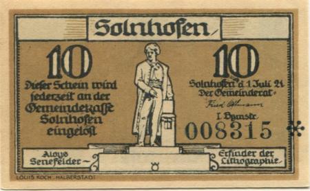 Solnhofen - Gemeinde - 1.7.1921 - 10 Pfennig 