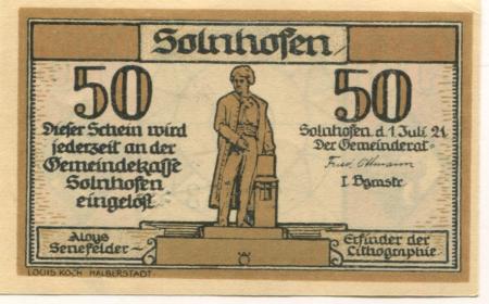 Solnhofen - Gemeinde - 1.7.1921 - 50 Pfennig 