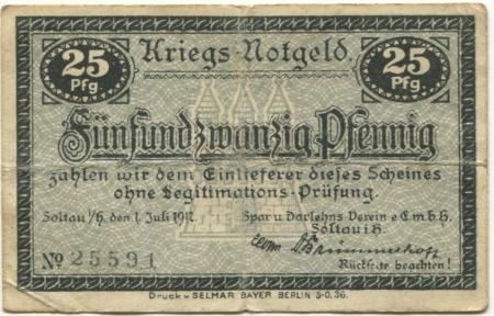 Soltau - Spar- Darlehns-Verein eGmbH - 1.7.1917 - 31.12.1918 - 25 Pfennig 