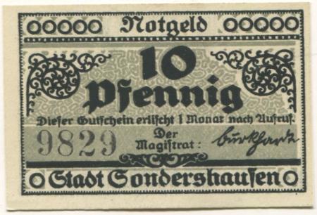 Sondershausen - Stadt - 1921 - 10 Pfennig 