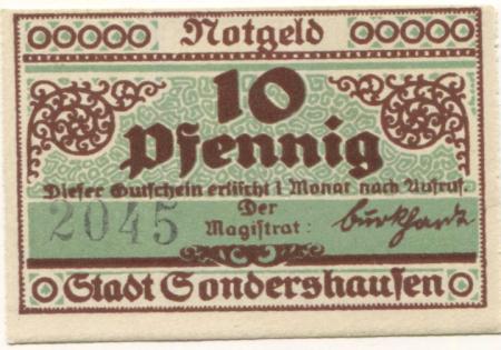 Sondershausen - Stadt - 1921 - 10 Pfennig 