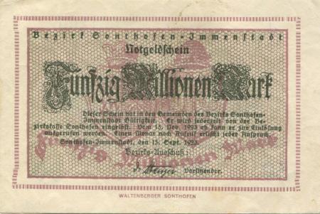 Sonthofen und Immenstadt - Bezirk - 15.9.1923 - ab 15.11.1923 - 50 Millionen Mark 