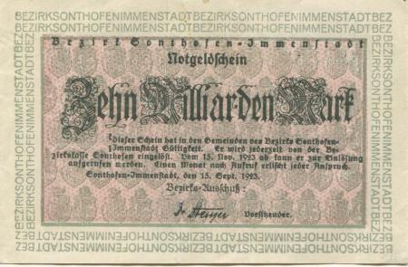 Sonthofen und Immenstadt - Bezirk - 15.9.1923 - ab 15.11.1923 - 10 Milliarden Mark 