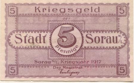 Sorau (heute: PL-Zary) - Stadt - 1917 - 1.2.1919 - 5 Pfennig 