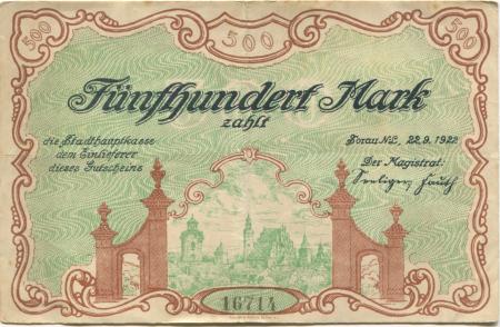 Sorau (heute: PL-Zary) - Stadt - 22.9.1922 - 500 Mark 