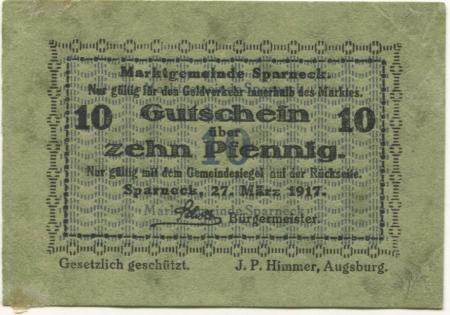 Sparneck - Marktgemeinde - 27.3.1917 - 10 Pfennig 