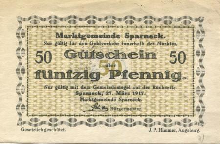 Sparneck - Marktgemeinde - 27.3.1917 - 50 Pfennig 