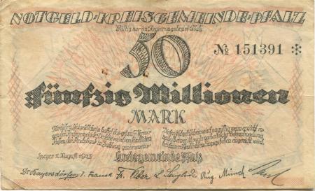 Speyer - Kreisgemeinde Pfalz - 11.8.1923 - 50 Millionen Mark 