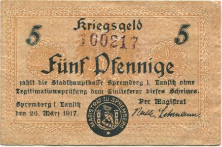 Spremberg - Stadt - 26.3.1917 - 5 Pfennig 