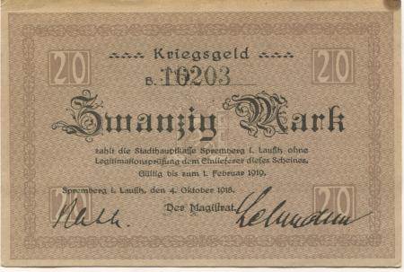 Spremberg - Stadt - 4.10.1918 - 1.2.1919 - 20 Mark 