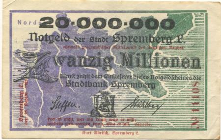 Spremberg - Stadtbank - 25.9.1923 - 20 Millionen Mark 