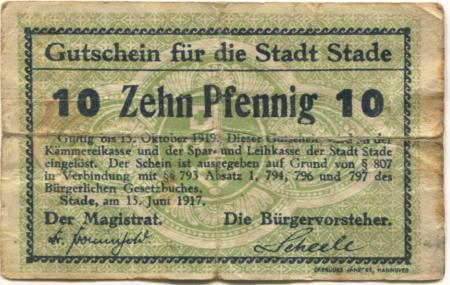Stade - Stadt - 15.6.1917 - 15.10.1919 - 10 Pfennig 