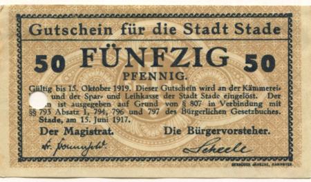 Stade - Stadt - 15.6.1917 - 15.10.1919 - 50 Pfennig 