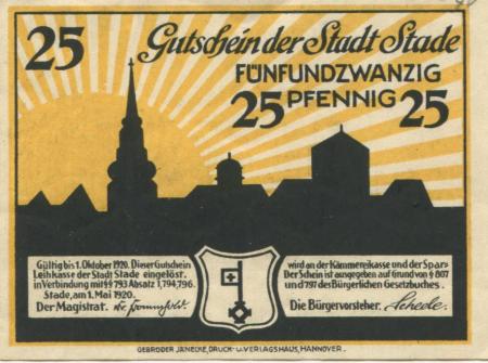 Stade - Stadt - 1.5.1920 - 1.10.1920 - 25 Pfennig 