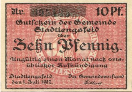 Stadtlengsfeld (heute: Dermbach) - Gemeinde - 1.7.1917 - 10 Pfennig 