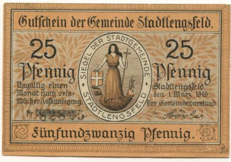 Stadtlengsfeld (heute: Dermbach) - Gemeinde - 1.9.1919 - 25 Pfennig 