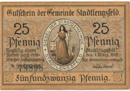 Stadtlengsfeld (heute: Dermbach) - Gemeinde - 1.9.1919 - 25 Pfennig 