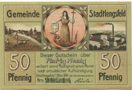 Stadtlengsfeld (heute: Dermbach) - Gemeinde - 1.9.1919 - 50 Pfennig 