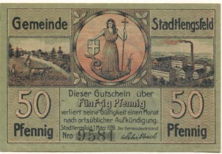 Stadtlengsfeld (heute: Dermbach) - Gemeinde - 1.9.1919 - 50 Pfennig 