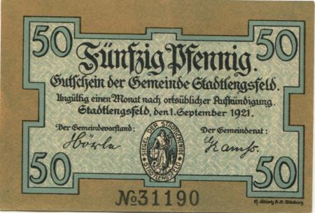Stadtlengsfeld (heute: Dermbach) - Gemeinde - 1.9.1921 - 50 Pfennig 