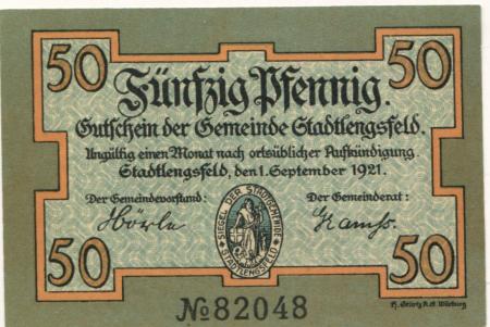 Stadtlengsfeld (heute: Dermbach) - Gemeinde - 1.9.1921 - 50 Pfennig 