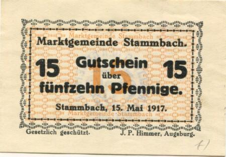 Stammbach - Marktgemeinde - 15.5.1917 - 15 Pfennig 