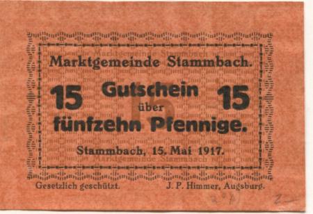 Stammbach - Marktgemeinde - 15.5.1917 - 15 Pfennig 
