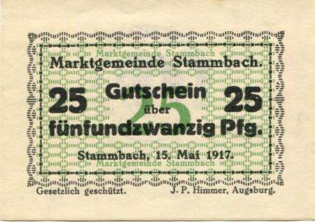 Stammbach - Marktgemeinde - 15.5.1917 - 25 Pfennig 