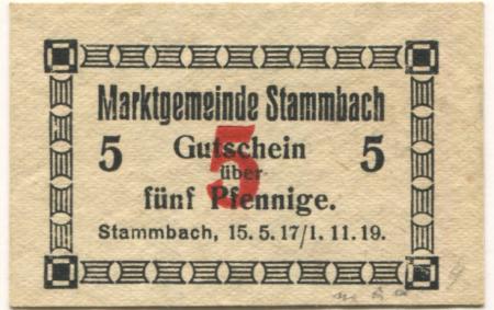 Stammbach - Marktgemeinde - 15.5.1917 - 1.11.1919 - 5 Pfennig 