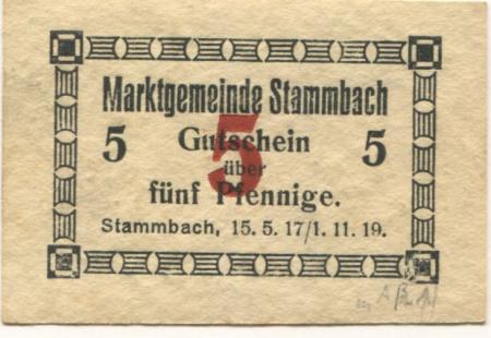 Stammbach - Marktgemeinde - 15.5.1917 - 1.11.1919 - 5 Pfennig 
