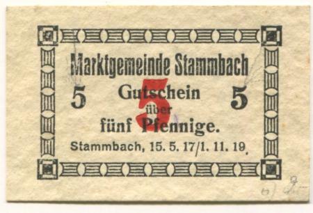 Stammbach - Marktgemeinde - 15.5.1917 - 1.11.1919 - 5 Pfennig 