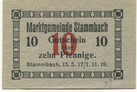 Stammbach - Marktgemeinde - 15.5.1917 - 1.11.1919 - 10 Pfennig 
