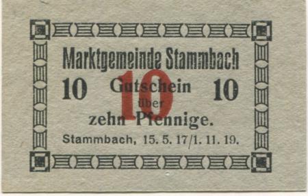 Stammbach - Marktgemeinde - 15.5.1917 - 1.11.1919 - 10 Pfennig 