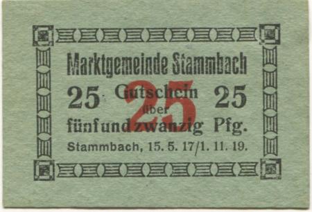 Stammbach - Marktgemeinde - 15.5.1917 - 1.11.1919 - 25 Pfennig 