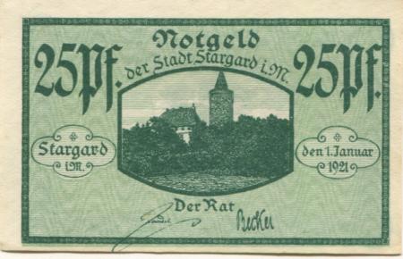 Stargard (heute: Burg Stargard) - Stadt - 1.1.1921 - 25 Pfennig 
