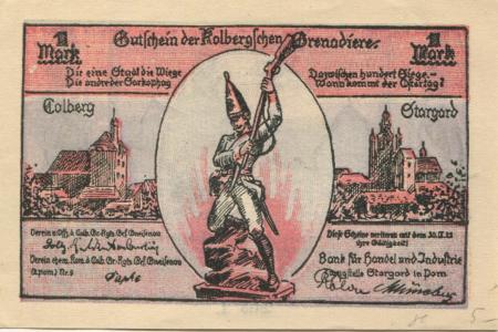 Stargard - Verein der Offiziere und ehemaligen Kameraden des Colberger Grenadier-Regiments Graf Gneisenau Nr.9 - - 30.9.1922 - 1 Mark 