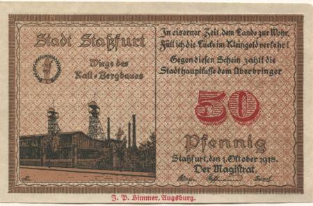 Staßfurt - Stadt - 1.10.1918 - 50 Pfennig 