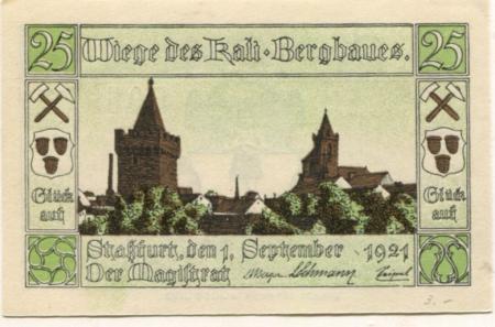 Staßfurt - Stadt - 1.9.1921 - 25 Pfennig 