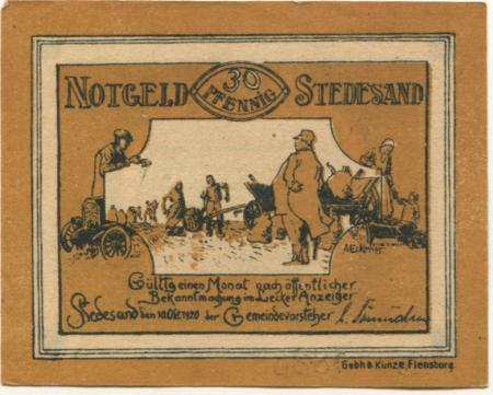 Stedesand - Gemeinde - 10.10.1920 - 30 Pfennig 