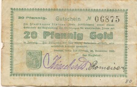Steinau - Stadt - 20.12.1923 - 20 Gold-Pfennig 