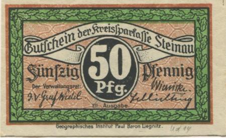 Steinau (heute: PL-Scinawa) - Kreissparkasse - -- - 50 Pfennig 