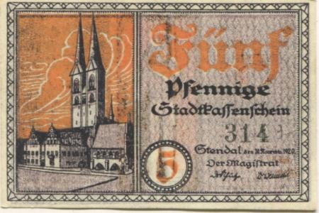 Stendal - Stadt - 30.11.1920 - 31.12.1921 - 5 Pfennig 