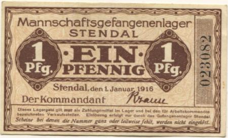 Stendal - Mannschaftsgefangenenlager - 1.11.1916 - 1 Pfennig 