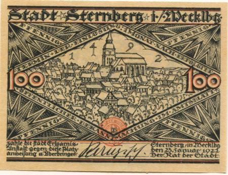 Sternberg - Stadt - 23.1.1922 - 100 Pfennig 