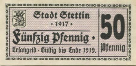 Stettin (heute: PL-Szczecin) - Stadt - 1917 - Ende 1919 - 50 Pfennig 
