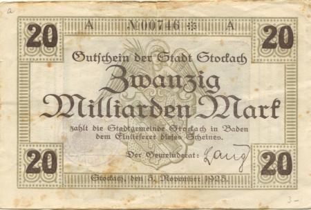 Stockach - Stadt - 3.11.1923 - 20 Milliarden Mark 