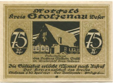 Stolzenau - Kreis - 30.4.1921 - 75 Pfennig 
