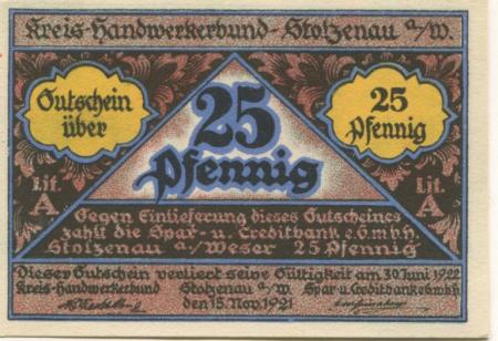 Stolzenau - Kreis-Handwerkerbund - 15.11.1921 - 30.6.1922 - 25 Pfennig 